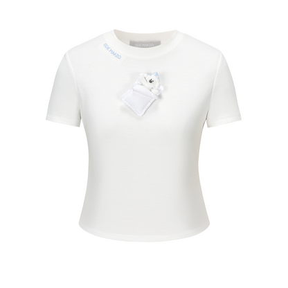 13DE MARZO Nighty Night Bear Tight Tee White