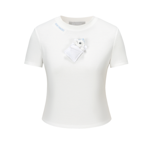 13DE MARZO Nighty Night Bear Tight Tee White