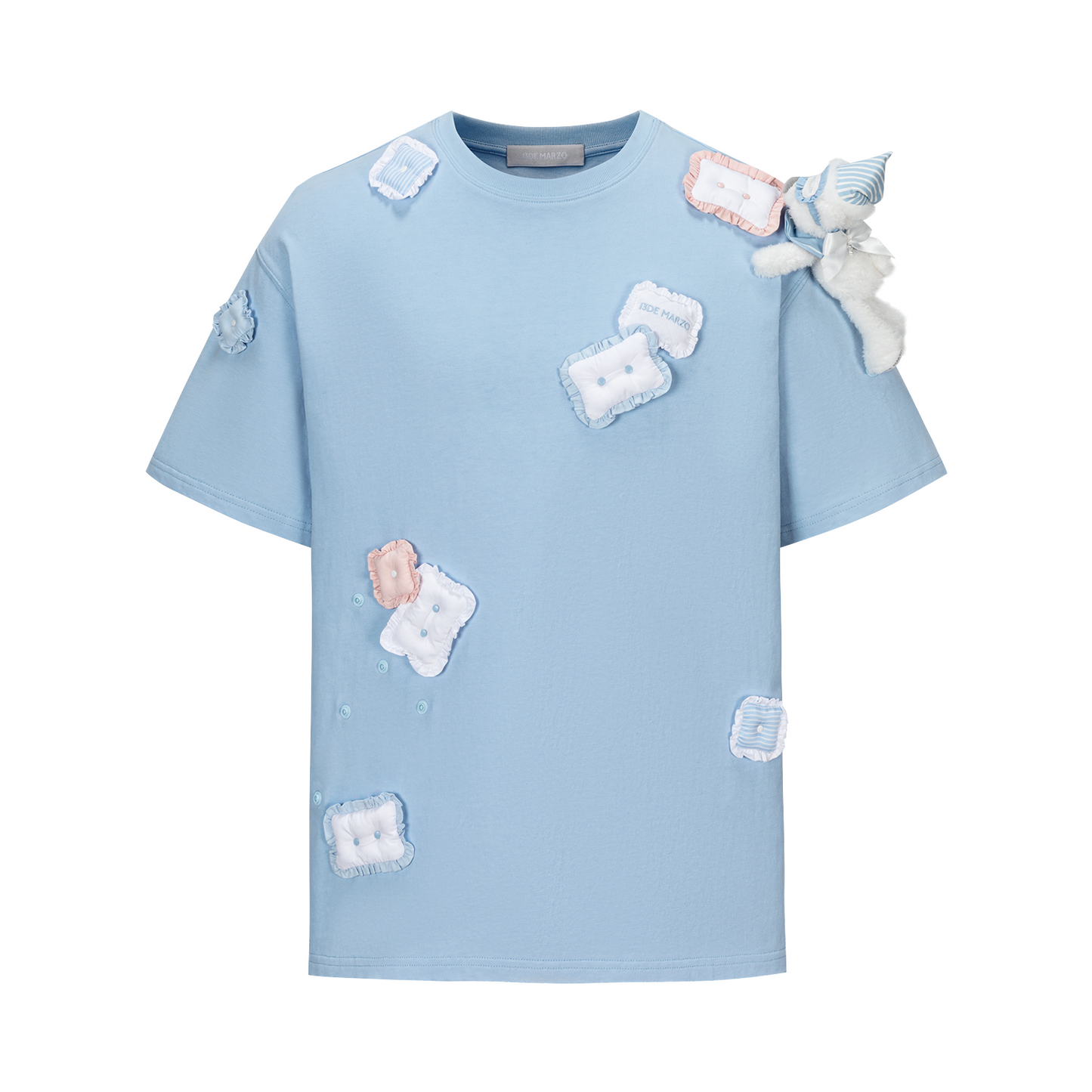 13DE MARZO Nighty Night Bear Pillow Oversized T-shirt Blue