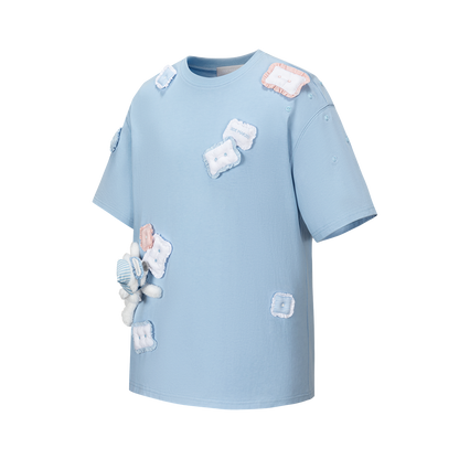 13DE MARZO Nighty Night Bear Pillow Oversized T-shirt Blue