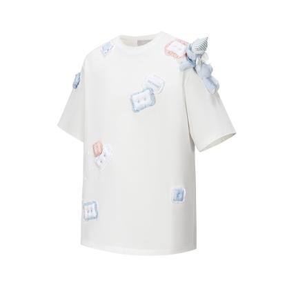 13DE MARZO Nighty Night Bear Pillow Oversized T-shirt White