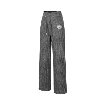 13DE MARZO Mini Bear Knit Trousers Grey
