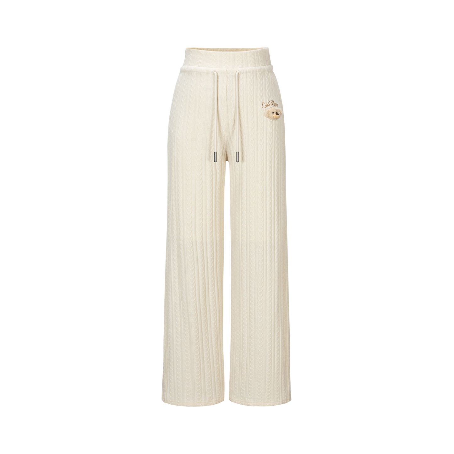 13DE MARZO Mini Bear Knit Trousers Beige
