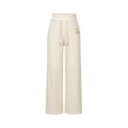 13DE MARZO Mini Bear Knit Trousers Beige