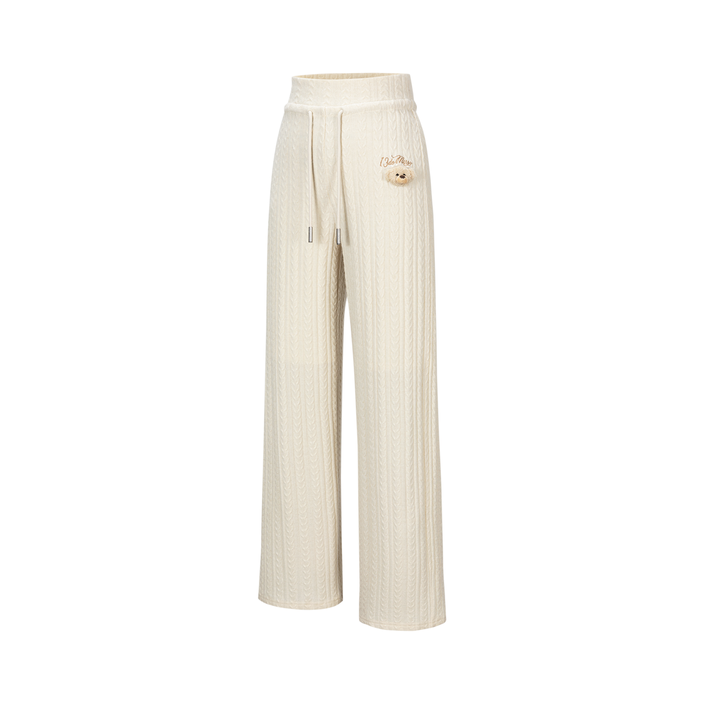 13DE MARZO Mini Bear Knit Trousers Beige