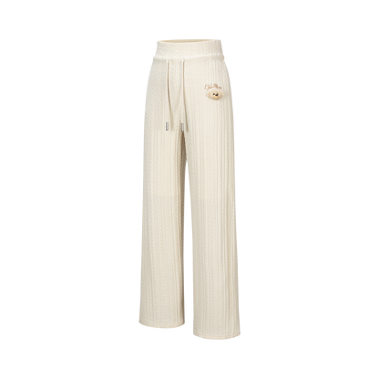 13DE MARZO Mini Bear Knit Trousers Beige