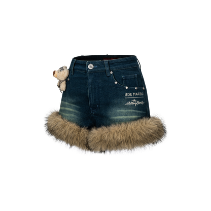 13DE MARZO Rolling Stones Denim Hot Shorts Blue