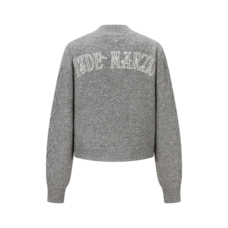 13DE MARZO Sequin Knit Cardigan Grey