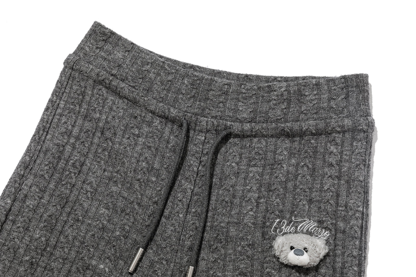 13DE MARZO Mini Bear Knit Trousers Grey