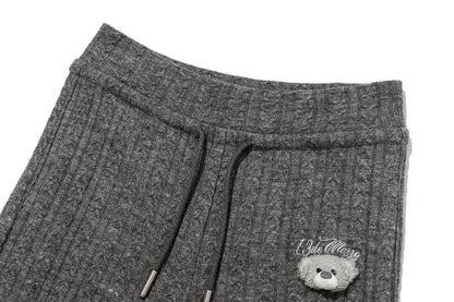 13DE MARZO Mini Bear Knit Trousers Grey