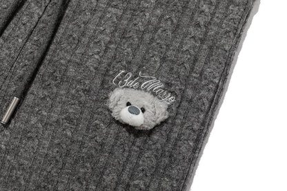 13DE MARZO Mini Bear Knit Trousers Grey