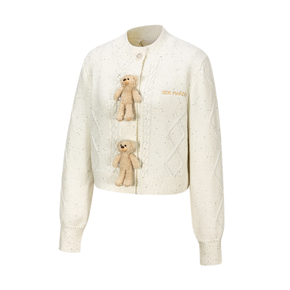 13DE MARZO Sequin Knit Cardigan White