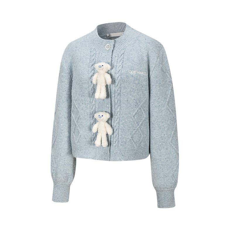 13DE MARZO Sequin Knit Cardigan Blue