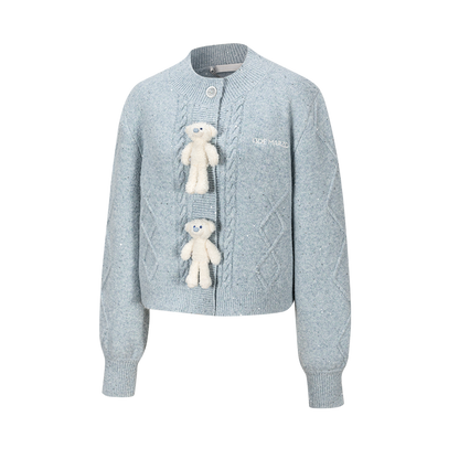 13DE MARZO Sequin Knit Cardigan Blue