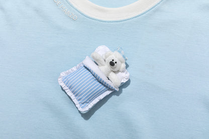 13DE MARZO Nighty Night Bear Tight Tee Blue