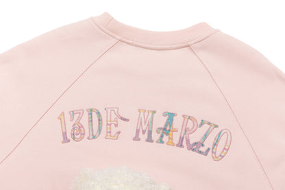 13DE MARZO Big Bear Crewneck Raglan Sweatshirt Pink