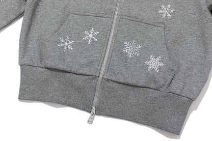 13DE MARZO Shimmer Snow Bear Zip Hoodie Grey