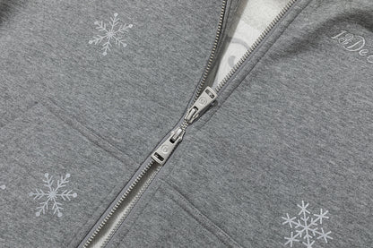 13DE MARZO Shimmer Snow Bear Zip Hoodie Grey