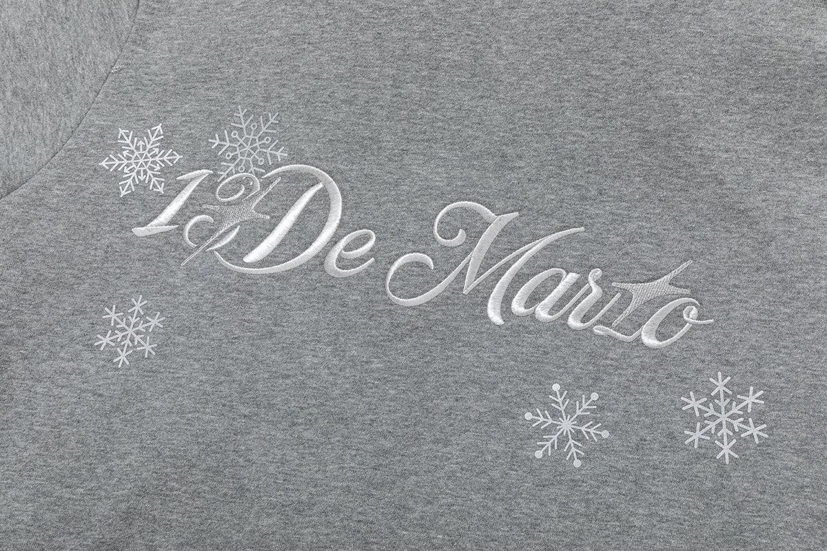 13DE MARZO Shimmer Snow Bear Zip Hoodie Grey