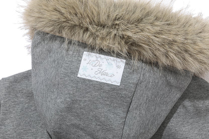 13DE MARZO Shimmer Snow Bear Zip Hoodie Grey