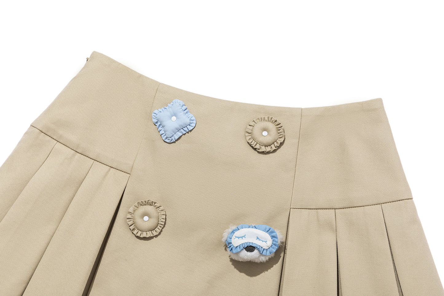 13DE MARZO Nighty Night Bear Pleated Skort Khaki