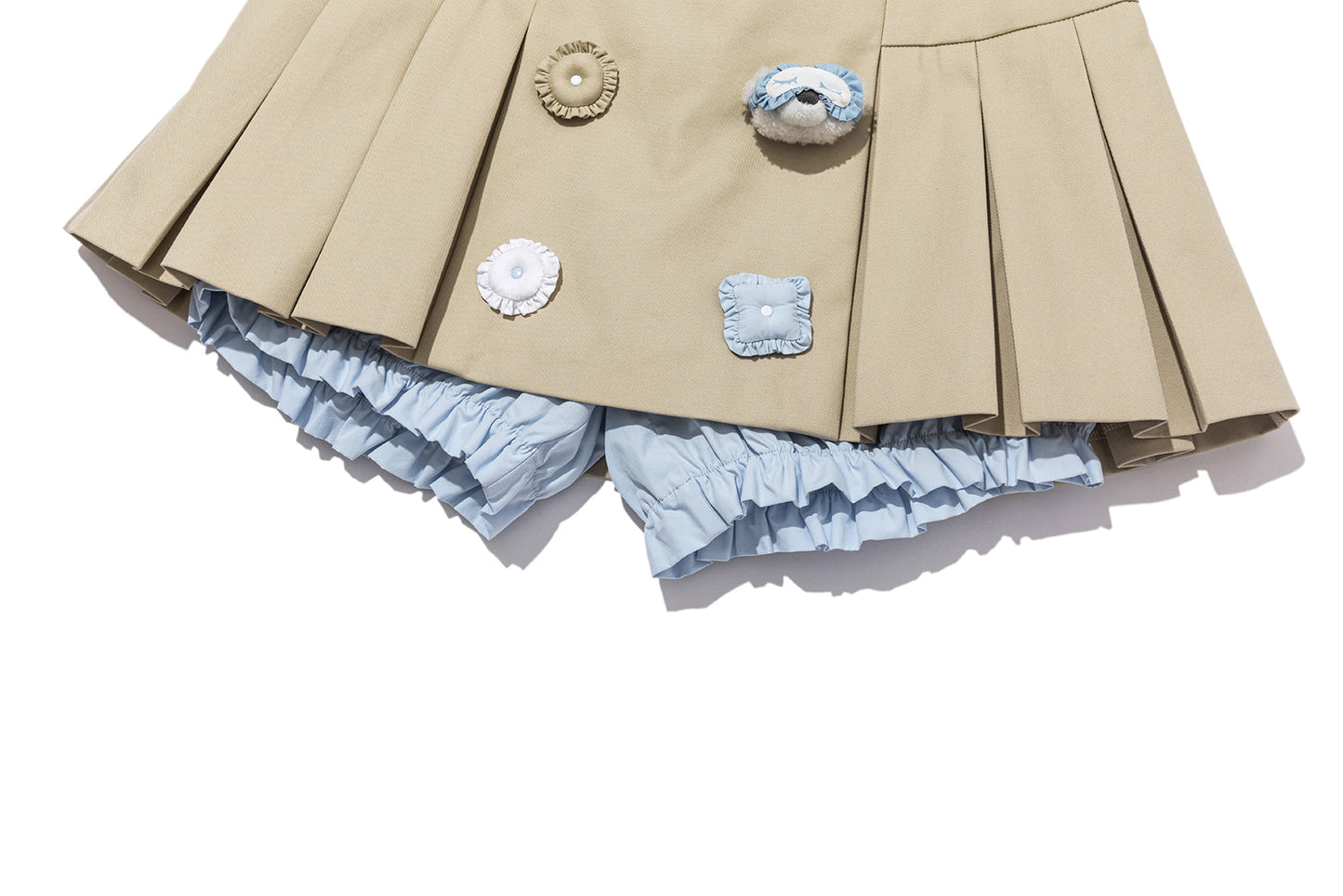 13DE MARZO Nighty Night Bear Pleated Skort Khaki