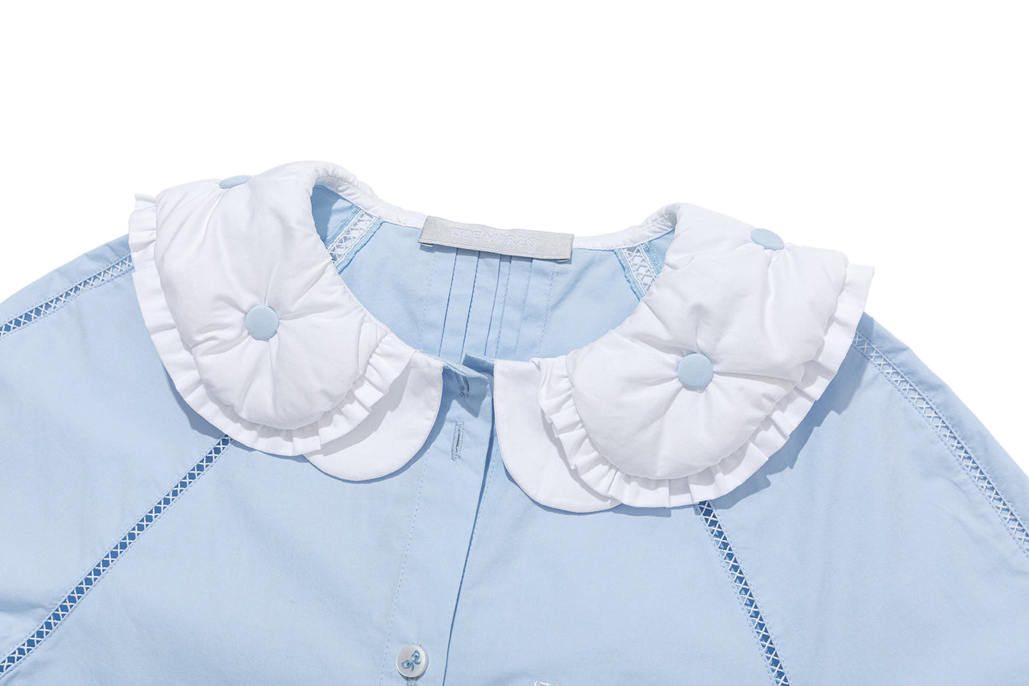 13DE MARZO Nighty Night Bear Double Collar Shirt Blue