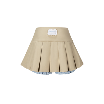 13DE MARZO Nighty Night Bear Pleated Skort Khaki