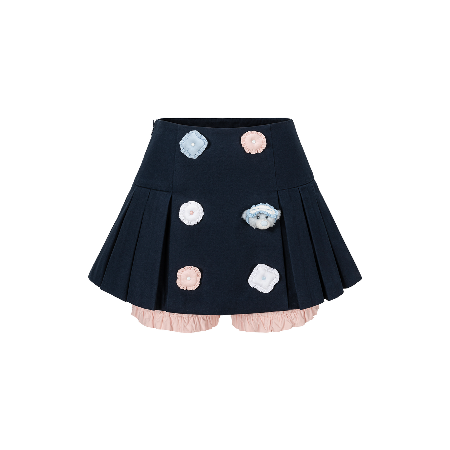 13DE MARZO Nighty Night Bear Pleated Skort Navy Blue