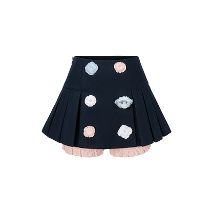 13DE MARZO Nighty Night Bear Pleated Skort Navy Blue