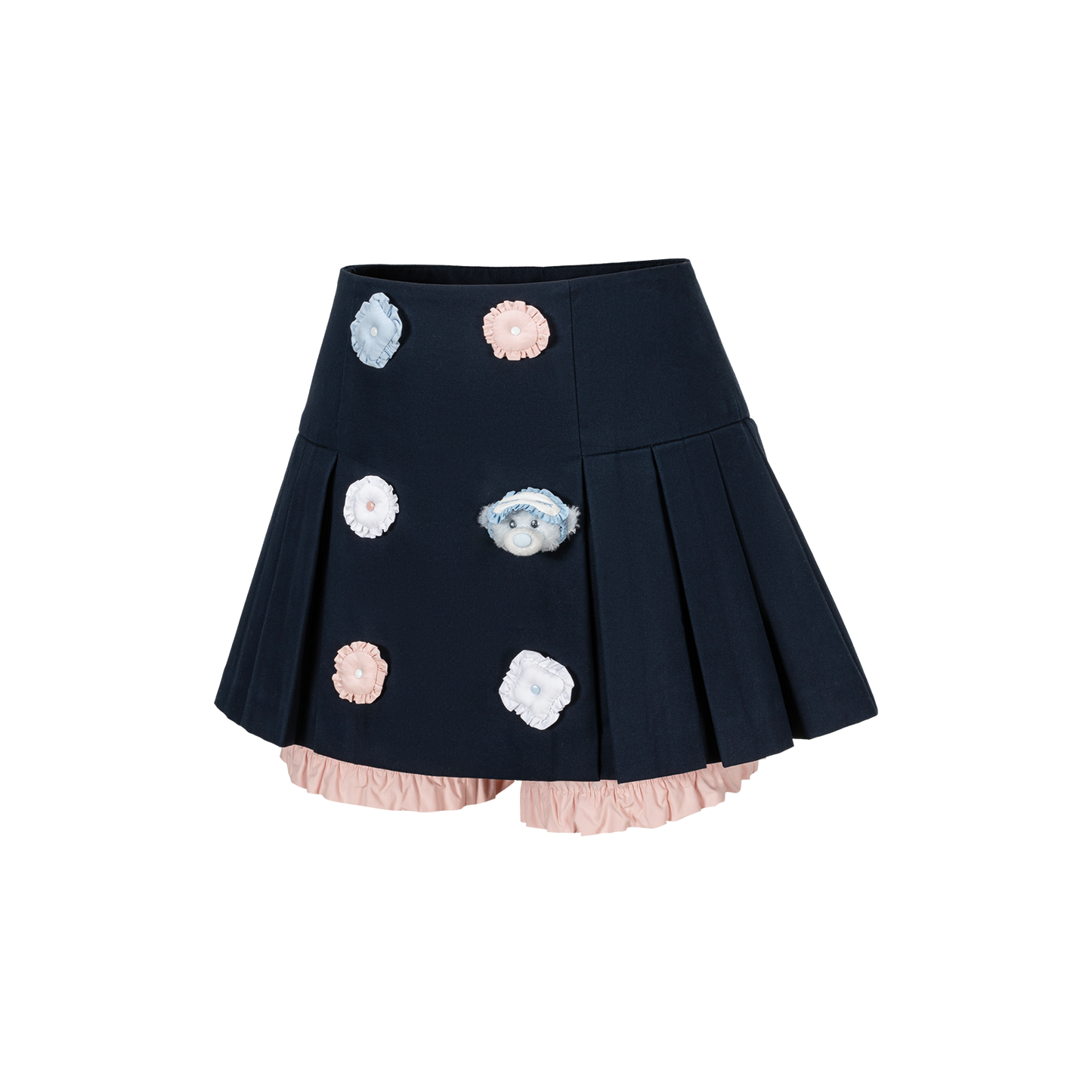 13DE MARZO Nighty Night Bear Pleated Skort Navy Blue