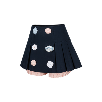 13DE MARZO Nighty Night Bear Pleated Skort Navy Blue