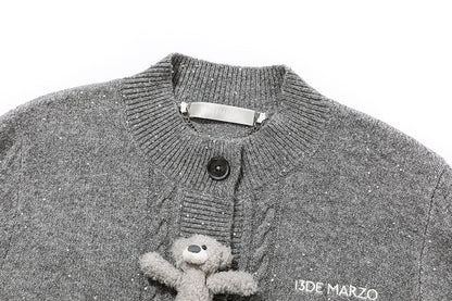 13DE MARZO Sequin Knit Cardigan Grey