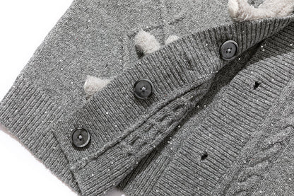 13DE MARZO Sequin Knit Cardigan Grey