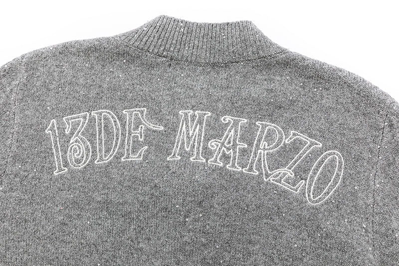 13DE MARZO Sequin Knit Cardigan Grey