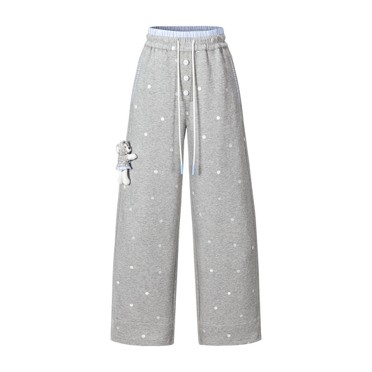 13DE MARZO Patchwork Polka Dot Sweatpants