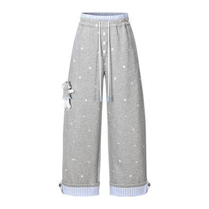 13DE MARZO Patchwork Polka Dot Sweatpants