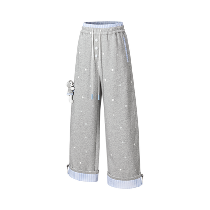 13DE MARZO Patchwork Polka Dot Sweatpants
