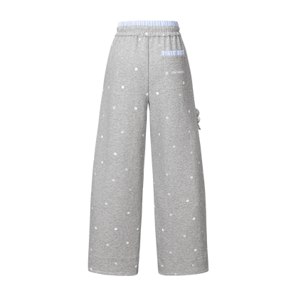 13DE MARZO Patchwork Polka Dot Sweatpants