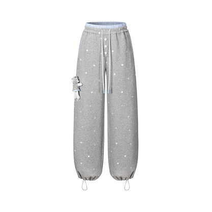 13DE MARZO Patchwork Polka Dot Sweatpants