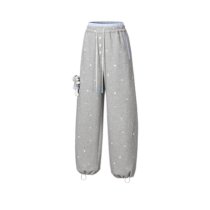 13DE MARZO Patchwork Polka Dot Sweatpants