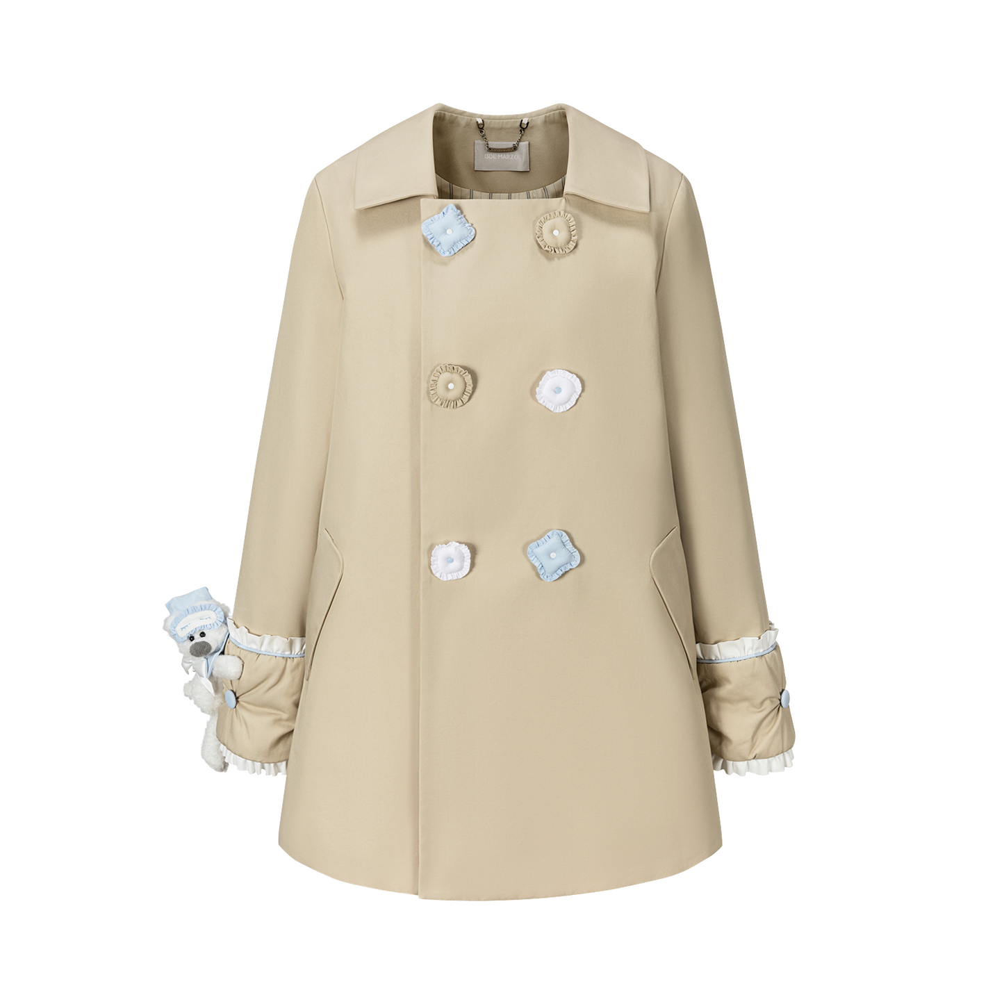 13DE MARZO Nighty Night Bear Trench Dress Khaki