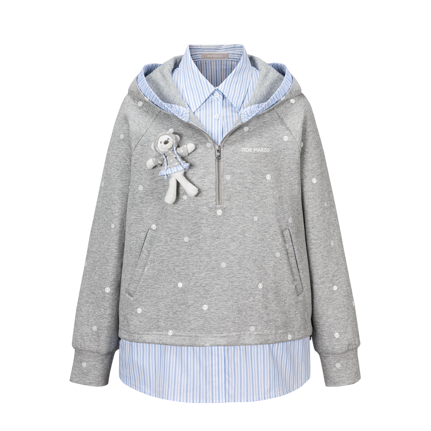 13DE MARZO Patchwork Polka Dot Sweatshirt
