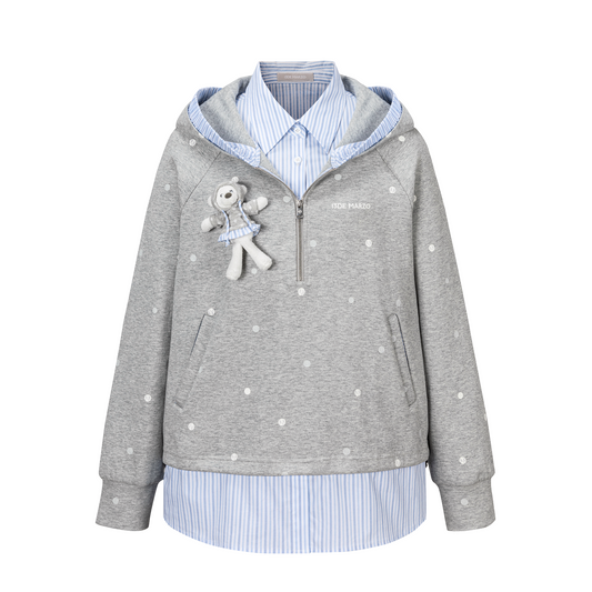 13DE MARZO Patchwork Polka Dot Sweatshirt