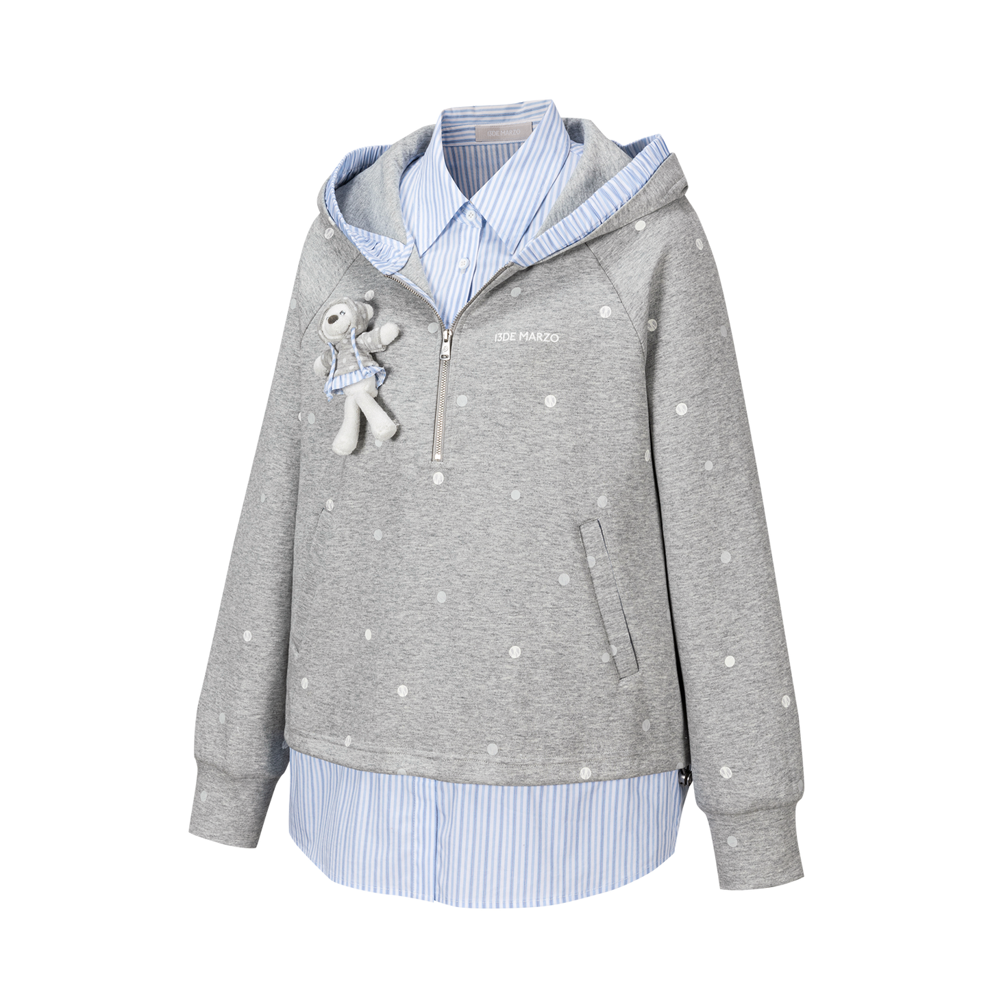 13DE MARZO Patchwork Polka Dot Sweatshirt