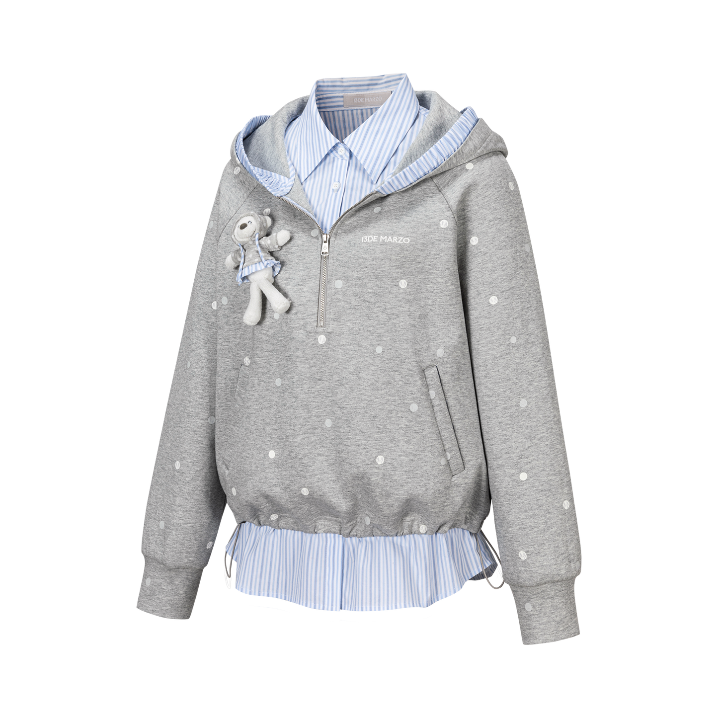 13DE MARZO Patchwork Polka Dot Sweatshirt