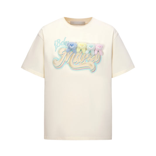 13DE MARZO Rainbow Logo Bear T-Shirt White