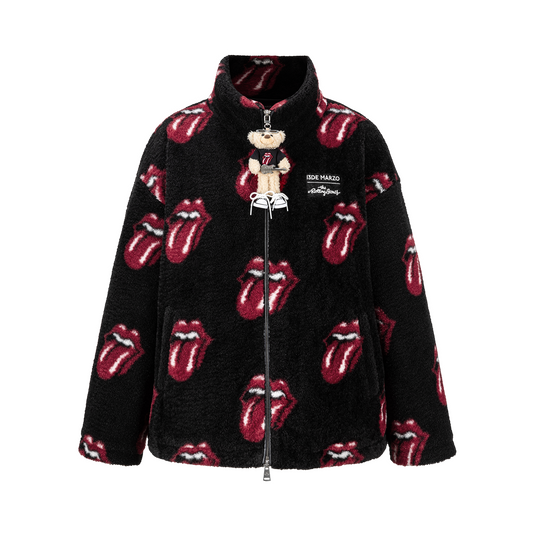 13DE MARZO Rolling Stones All-Over Print Coat Black