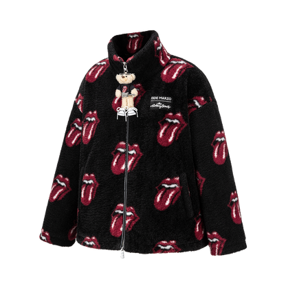 13DE MARZO Rolling Stones All-Over Print Coat Black