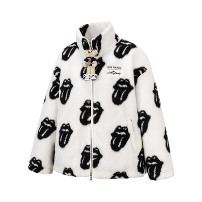 13DE MARZO Rolling Stones All-Over Print Coat White